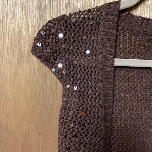 NWT Wet Seal Brown Knit Sequin Shrug Size S - Picture 4 of 5